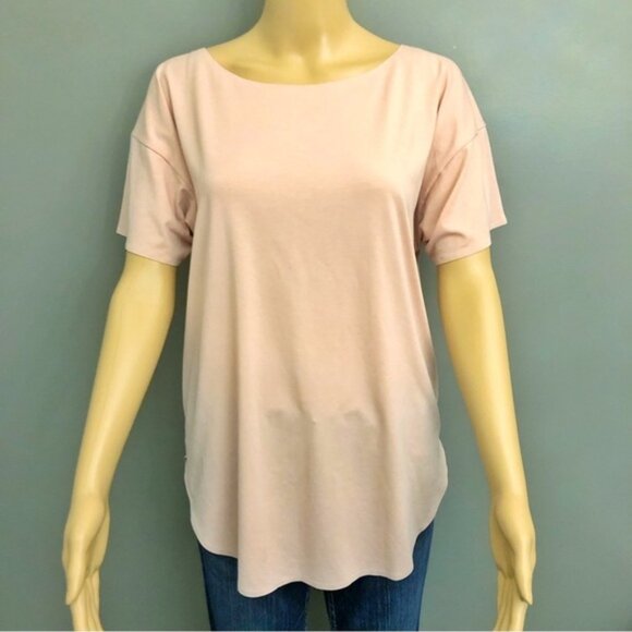 UNIQLO AIRISM Pastel Pink Casual Relaxed Fit Oversized Short Sleeves T Shirt Tee - Picture 1 of 11